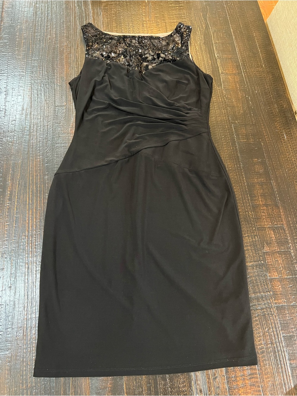Lauren Ralph Lauren Sequin Lace Black Sheath Dress Size 8 Party Cocktail